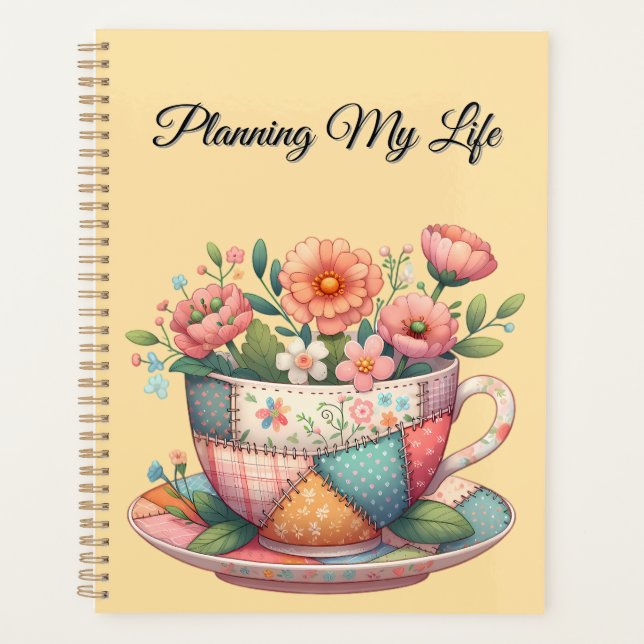 Agenda Grupo de Patchwork com Flores Whimsical (Frente)