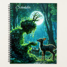 Guardiã encantada da natureza alimentando um cervo