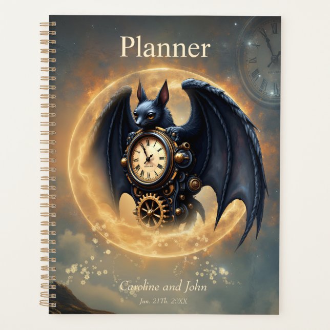 Agenda Guardião do Tempo ao Luar – Morcego Steampunk (Frente)