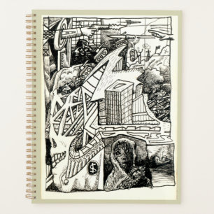 Agenda "Guerra Moderna", desenho a tinta