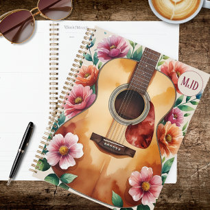 Agenda Guitarra Acústica Floral Aquarela