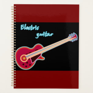 Agenda Guitarra Elétrica Neon Música Retro Rock dos Anos