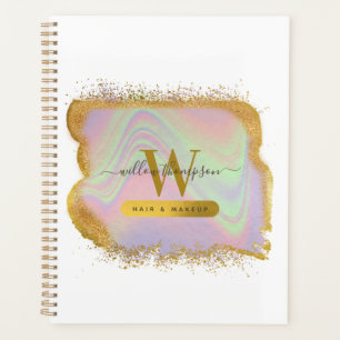 Agenda Hair Dourado Holográfico e Compromisso de Maquiag