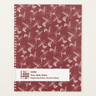 Agenda Hair Stylist Ferramentas Padrão Borgonha Cor-de-ro
