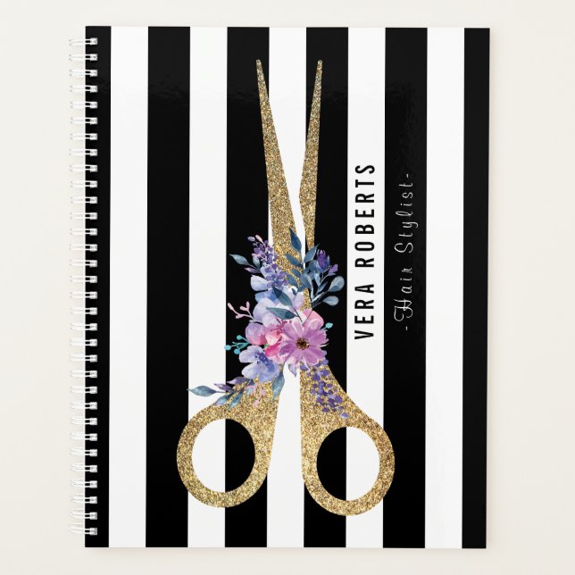 Agenda Hair Stylist floral Glitter Scissor Beauon (Frente)