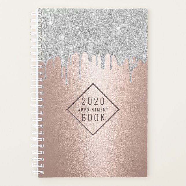 Agenda Hair Stylist Silver Drips Rosa Compromisso Dourado (Frente)