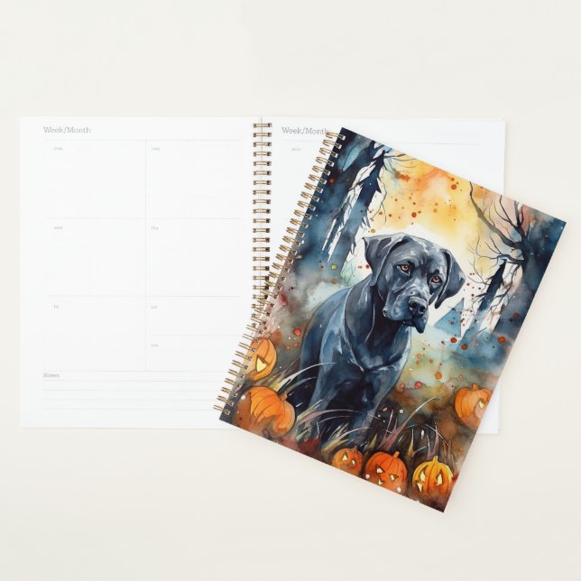 Agenda Halloween Cane Corso Com Pumpkins Assustado (Exibição)