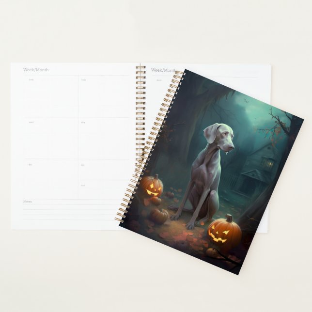Agenda Halloween Weimaraner Com Pumpkins Assustado (Exibição)