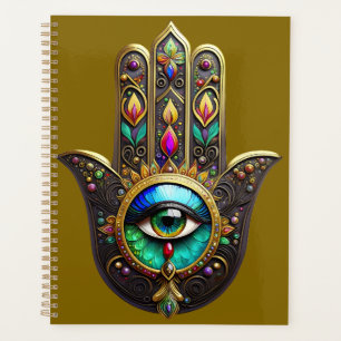Agenda Hamsa Marrom Colorido Terceiro Olho Arco-íris