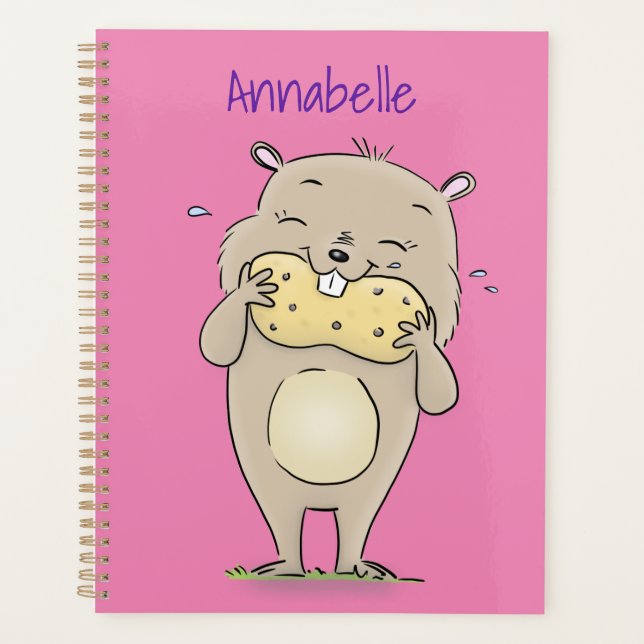 Agenda Hamster sorridente e bonito com desenho animado de (Frente)