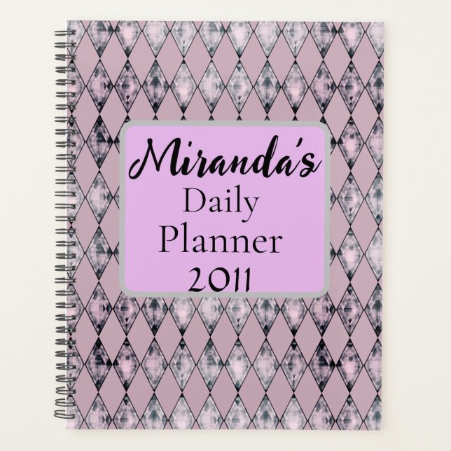 Agenda Harlequin de Lavanda rosa personalizado (Frente)