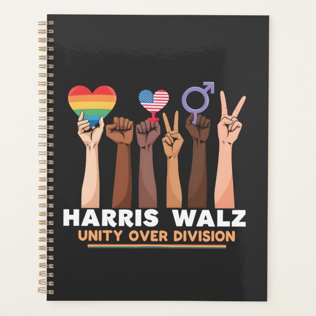 Agenda Harris Walz Unity Sobre Divisão Peace Love LGBTQ (Frente)