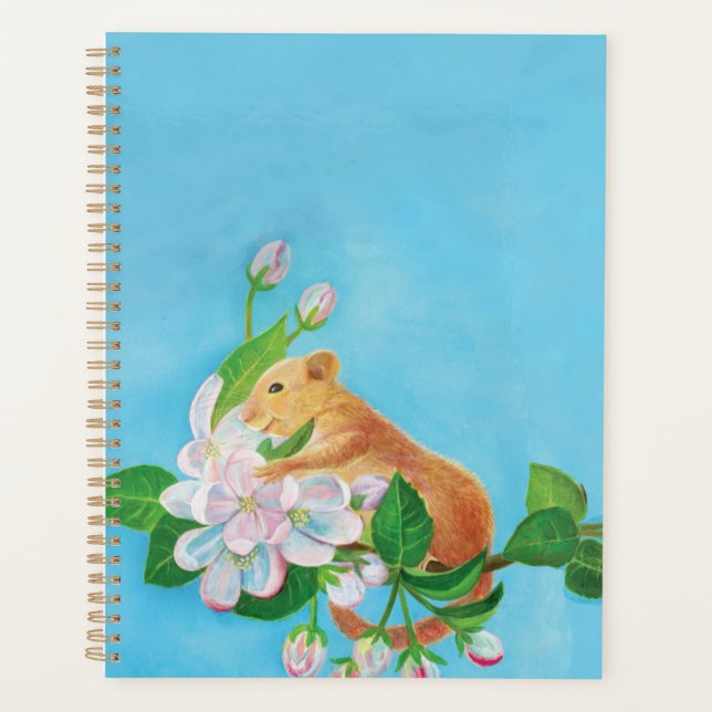 Agenda Hazel Dormouse em um galho florescente (Frente)