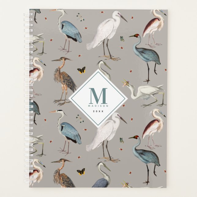 Agenda Heron Bird Egret Nature Monograma (Frente)