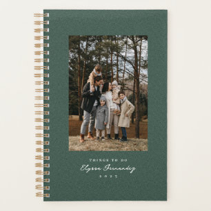 Agenda Herringbone clássico com uma simples foto verde