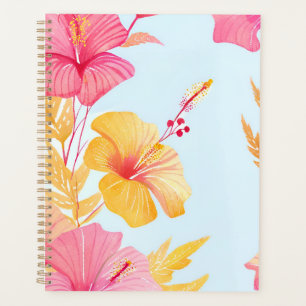 Agenda Hibisco Lindo Flor Tropical Aquarela