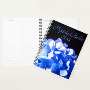 Agenda Hídrangas azuis-florais elegantes-de-cobalto