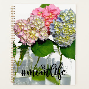 Agenda Hídrangas florais verdes, cor-de-rosa, cor-de-rosa