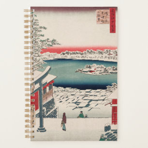 Agenda Hilltop Snow View Vintage Ukiyo-e Art Japonês