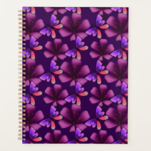Agenda Hiper-Floração Borboleta Roxa: Floral Escuro
