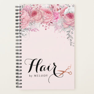 Agenda Hirestilista de tesouras de rosa de cobre elegante