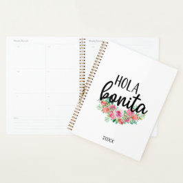 Agenda Hola Bonita Rosas Espanholas Tipografia Chic Moder