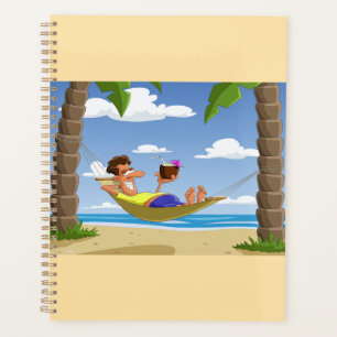 Agenda Homem Divertido Relaxando em Rede de Praia