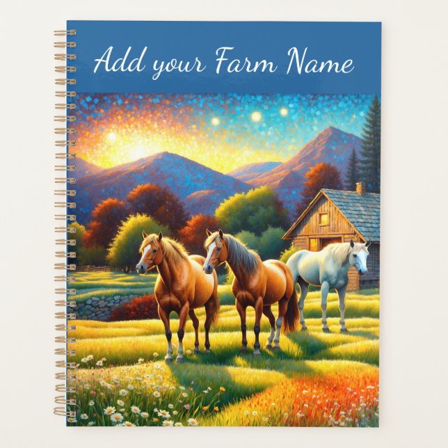 Agenda Horses on Farm Wildflower Meadow (Frente)