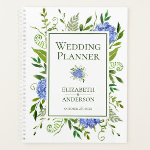 Agenda Hortênsias Azuis Casamento em Aquarela Floral