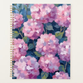 Agenda Hortênsias Rosa Bege Aquarela Floral