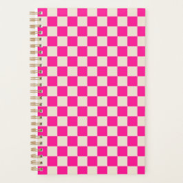 Agenda Hot pink and tan checkerboard pattern