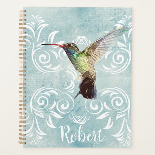 Agenda Hummingbird com fundo florescente (Frente)