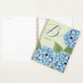 Agenda Hydrangea Azul com Inicial