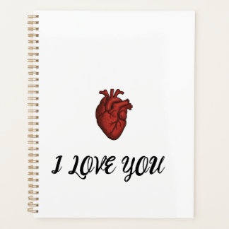 Agenda I LOVE YOU" Notebook with Anatomical Heart Artwork