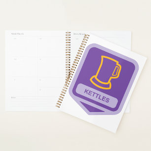 Agenda Ícone de Kettles Roxo e Amarelo Moderno