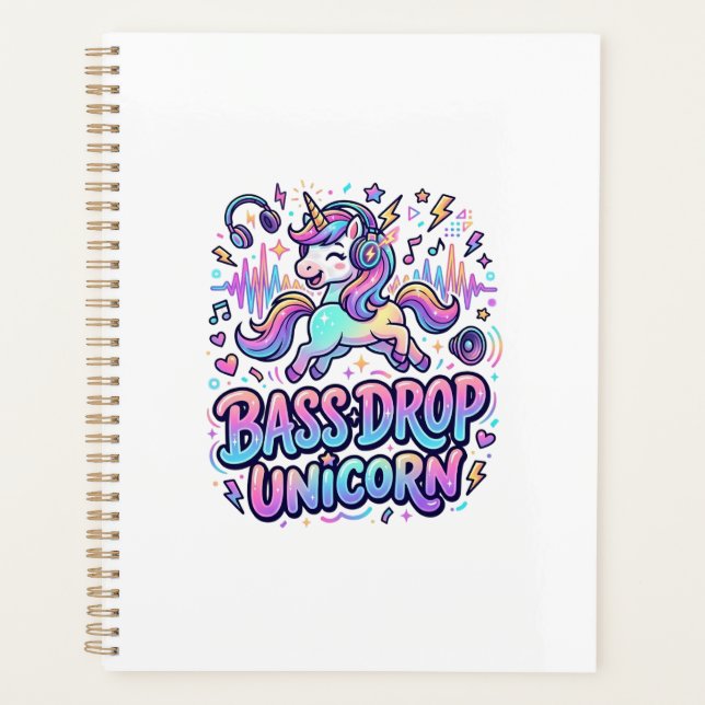 Agenda Ideia de Presente Unicórnio Drop de Bass Typografi (Frente)