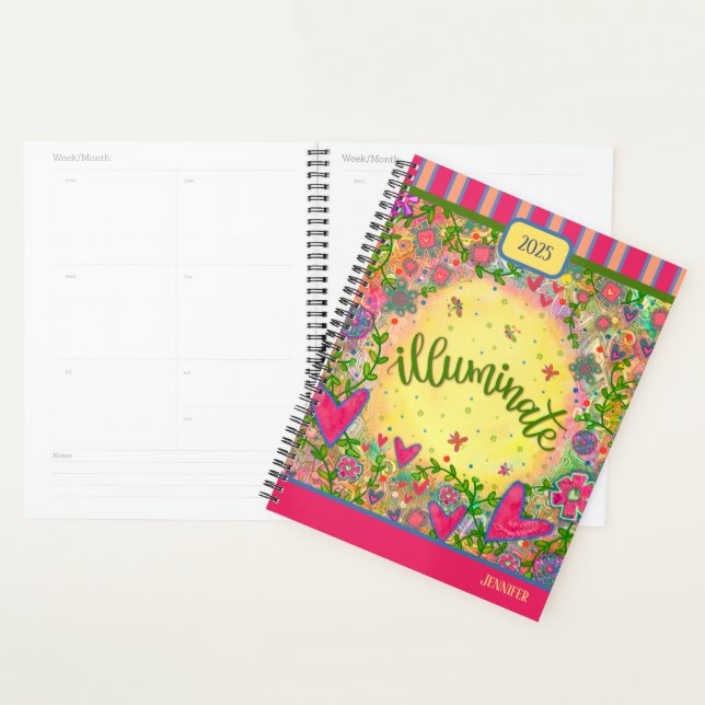 Agenda Iluminado Bonito Floral Inspirador Personalizado (Exibição)