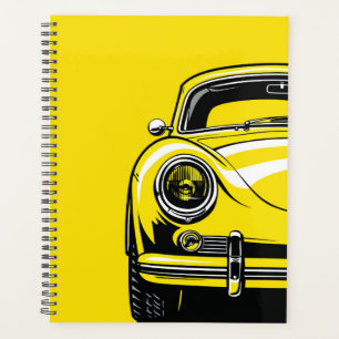 Agenda Ilustração Amarela de Arte Pop da Frente de Carro