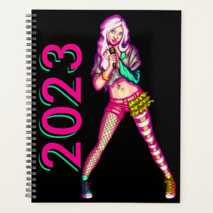 Agenda Ilustração Bela Girly Neon Teen Popstar