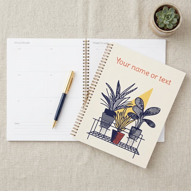 Agenda Ilustração Botânica de plantas domésticas em vasos (Botanical Illustration potted house plants Planner)