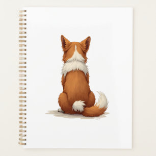 Agenda Ilustração de cachorro vista traseira vintage em f