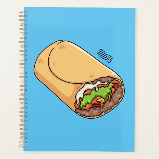 Agenda Ilustração de desenho animado burrito (Frente)
