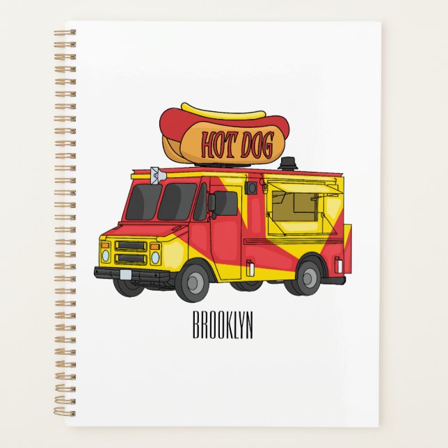 Agenda Ilustração de desenho animado de caminhão com comi (Frente)