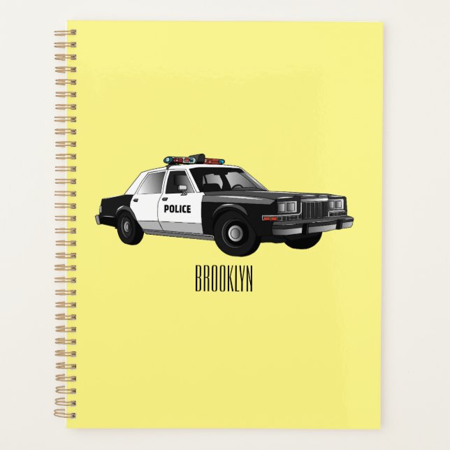 Agenda Ilustração de desenho animado de carro da polícia (Frente)