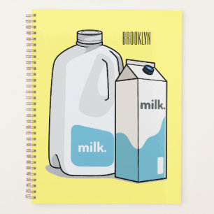 Agenda Ilustração de desenho animado de leite