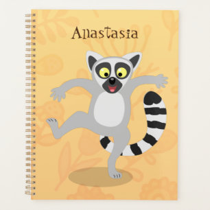 Agenda Ilustração de desenho animado de lêmur de cauda