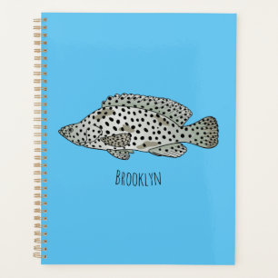 Agenda Ilustração de desenho animado de peixe-garoupa-jub