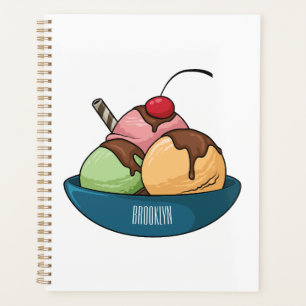 Agenda ilustração de desenho animado de sorvete