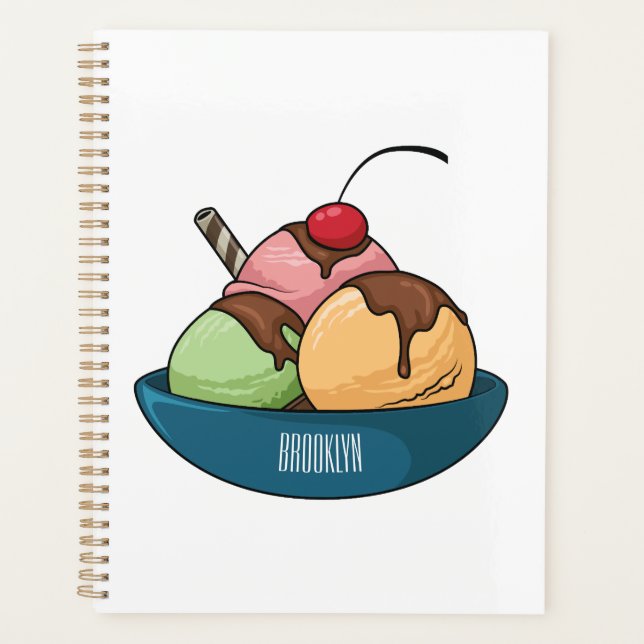 Agenda ilustração de desenho animado de sorvete (Frente)