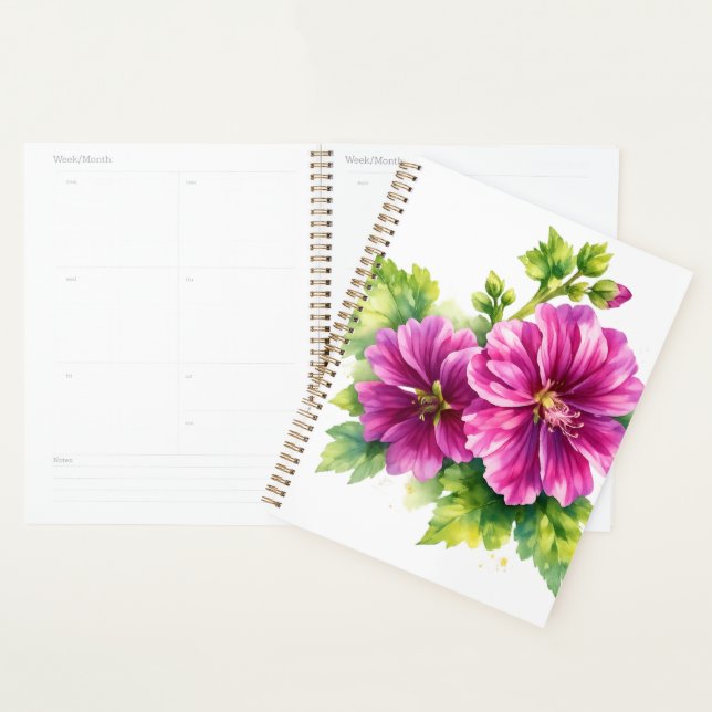 Agenda Ilustração de Flor Aquarela Roxa (Exibição)